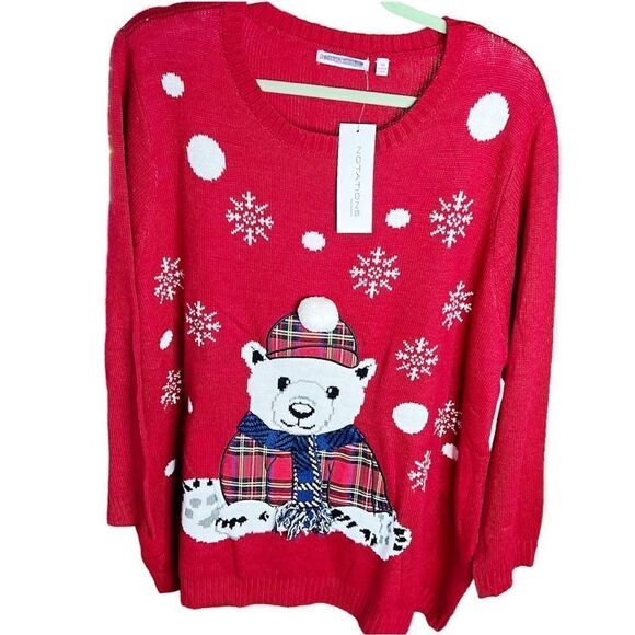 Notations Women's Ugly Polar Bear Christmas Sweater Plus Size NWT Size 3X - Picture 1 of 8